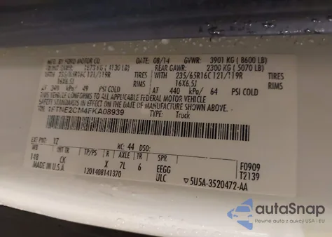 2015 Ford Transit-150 из США, поврежденный, VIN 1FTNE2CM4FKA08939